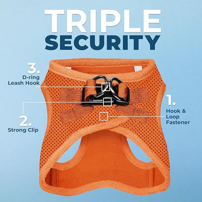 Best Pet Supplies Voyager Step-in Air Harness - All Weather Mesh, Reflective, No Pull Harness for Dogs, Cats - Secure with Hook & Loop Fastener, Buckle, Double D-Rings - Orange, XS