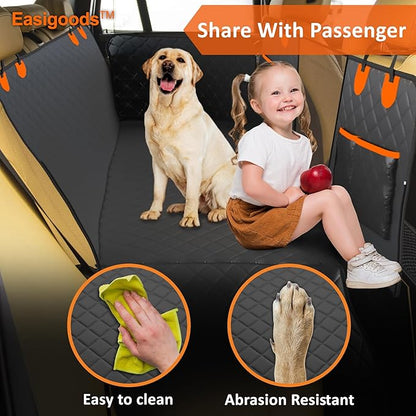 Waterproof,Scratch Resistant Car Backseat Cover for Dogs and Pets.Backseat Protector for Small,Medium,Large Cars SUV Truck.Mesh Window,Useful 3 Pockets,Kid-and-Dog Shareable Backseat