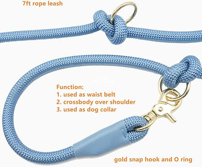 Hands Free Dog Leash 7FT, Nylon Rope Waist Leash for Dog Walking Running