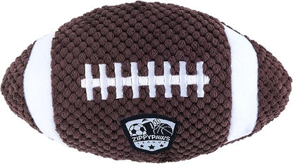 ZippyPaws SportsBallz - Dog Squeaky Toys to Keep Them Busy, Funny Plush for Small, Medium, & Large Dogs, Cute Stuffed Puppy Toy, Pet Products, Gift for All Breeds, Interactive Squeaker - Football