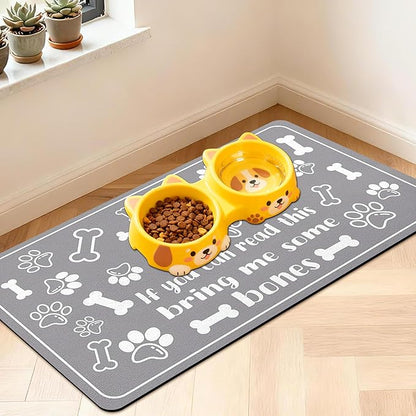 Pet Feeding Mat for Floors Waterproof Dog Mat for Food and Water Absorbent Quick Dry Non Slip mat for Cat Bowls