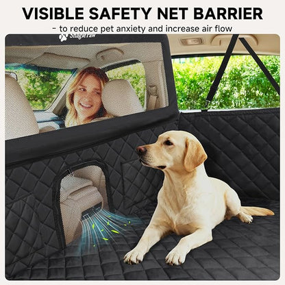 Snagle Paw Dog Car Seat Cover & Back Seat Extender,31"Super High Pet Barrier with Anti-Slip Hard Bottom Hammock Holds 440lbs,Water-Resistant Car Seat Protector for SUV,Trucks,Easy-Clean,Patent Pending
