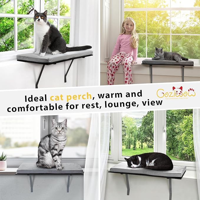 COZIWOW Window Hammock for Large Cats, Grey