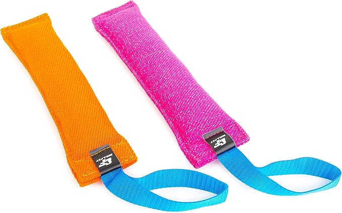 Bull Fit K9 Dog Bite Tug Toy with Strong Handle - Made of Durable & Tear-Resistant French Linen - Perfect for Tug of War, Fetch & Puppy Training - Ideal for Medium to Large Breeds