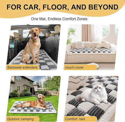 Backseat Extender Pet Bed Mat, Deluxe Dog Bed for Car Back Seat, Non-Slip Dog Mat for Truck Back Seat Cover with Hard Bottom, Plaid Backseat Dogs Bed for Car Trucks SUVs (57.8" * 26.7" inch)