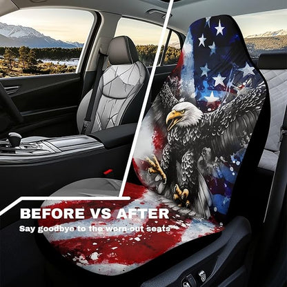 Eagle Flag Car Seat Covers Breathable Front Seat Cover Anti-Slip Back Fabric Waterproof Car Seat Cover Easy to Install Universal for Cars Truck SUV Van