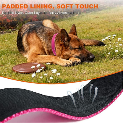 Taglory Reflective Dog Collar with Safety Locking Buckle, Soft Neoprene Padded Dog Collar for Extra Large Dogs, Metal D-Ring, Adjustable Nylon Neck Strap for Walking, Training & Running, Hot Pink, XL