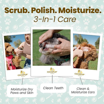 Dog Teeth Cleaning Wipes Ear Nose Paws Fur Cleaner Pure Coconut Oil 2 Packs of 50