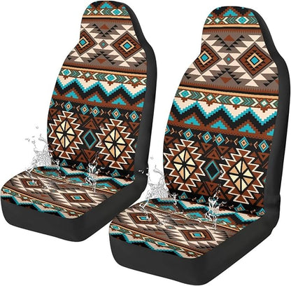 Southwest Aztec Car Seat Covers Waterproof Front Seat Covers 2 Pcs Easy Installation Breathable Front Seat Cover Protection Interior Accessories Universal for Auto Truck Van SUV