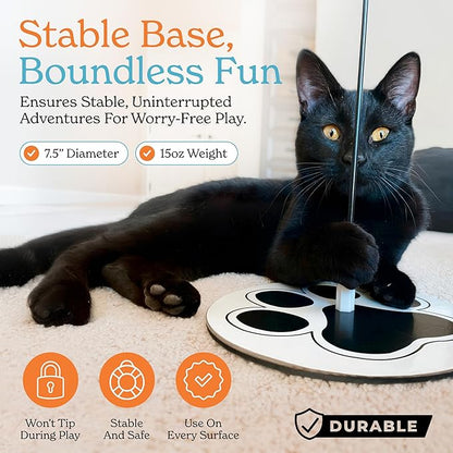 18-Piece Interactive Cat Toys for Indoor Cats -PATENTED Heavy Duty Self-Holding Floor Base & Suction Cup - Durable Feather Wand Bird Simulation Self Play Kitten Toys for Bored Adult Cats Juguete Gato