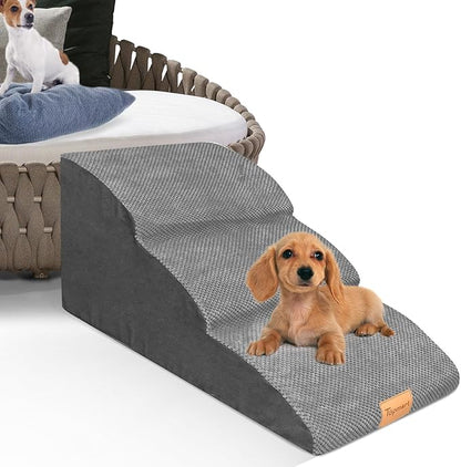 Topmart High Density Extended Foam Dog Ramp&Steps 3 Tiers,15.7" High,Non-Slip Dog Stairs with Removable Cover,Soft Foam Pet Ladder,Best for Injured,Older Cats,Pets with Joint Pain