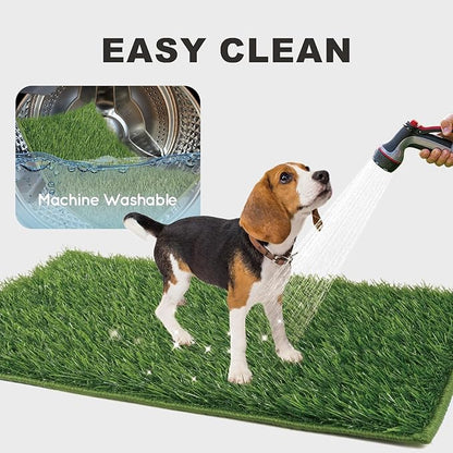Dog Grass Pad with Tray Foldable Dog Litter Box High Walls, Odor Free Artificial Grass for Dogs Potty, Pee Pad Holder, Seamless, No Assembly, Waterproof, Easy Clean, Portable for Travel
