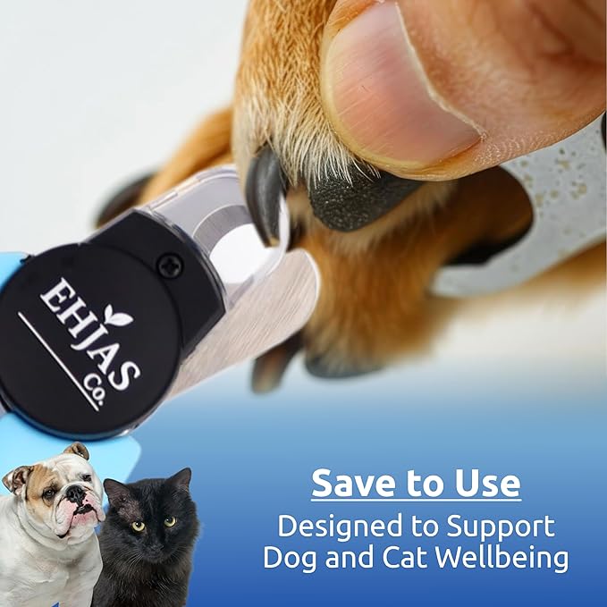 Dog Nail Clippers with LED Light & Quick Sensor, Pet Nail Trimmer with Safety Guard, Nail Catcher & Filer, Professonal Grooming Clippers for Dogs & Cats (Blue)