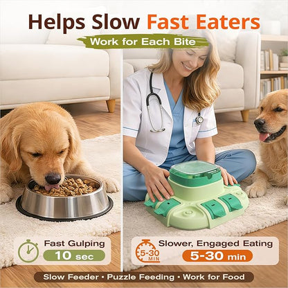 KADTC 2 Levels of Challenge Dog Puzzle Feeder Toy U.S. Brand & Design Push-to-Release Treat Dispenser for Small Medium Large Dogs All Breeds Puppy Mental Stimulation Enrichment Feeding Food Slow Toys
