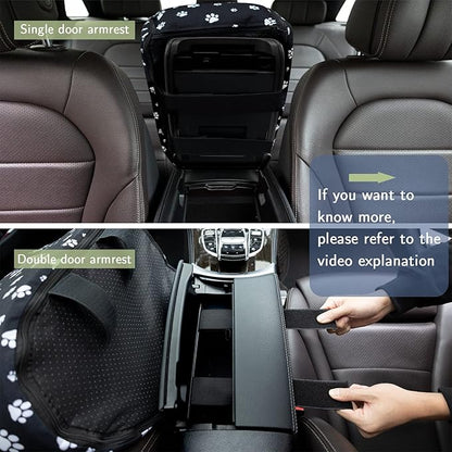 Cullaby Center Console Dog Car Seat Safe Travel for Small Dogs Under 15 lbs Detachable Washable Pet Carrier with Storage Pockets & Safety Leash,Black