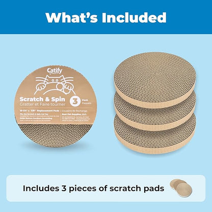 Best Pet Supplies Catify Cat Scratcher, Fun Interactive Scratchers, Posts, Poles, Claw Safe, Furniture Saver Indoor Play Support Natural Cat Behaviors Heavy Duty - 3 Pack Round, 10 x 10