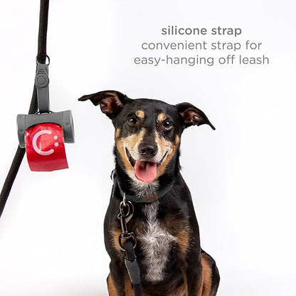 Ubbi Retractable Dog Poop Bag Holder and Dispenser with Silicone Strap Leash Attachment, Includes 2 Rolls of Lavender Scented Leakproof Waste Bags, Charcoal