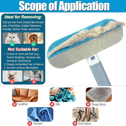 Magic Pet Hair Remover for Dog Cat Owners 1 Pieces,TikTok 4 in 1 Multifunctional Pet Hair Removal Tool for Couch Furniture Carpet Clothing, Reusable Washable Broom Brush for Window Tile Lint Cleaning