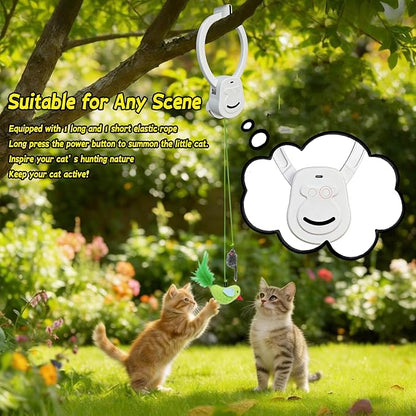 Interactive Cat Toys for Indoor Cats, Dual Modes Automatic Hanging Cat Toy with Quiet Motor, USB Rechargeable, Flying Bird Feather Mouse Toy for Kittens, Bored Adult Cats & Multi-Cat Households