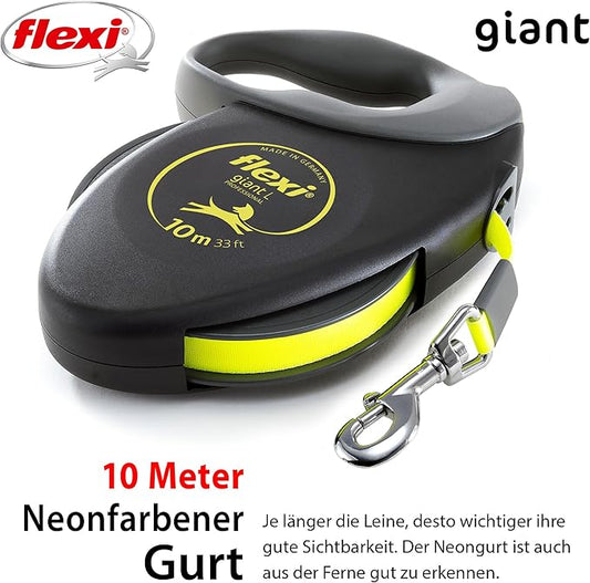 Flexi Giant Professional, Gurt, L: 10 M, Schwarz/Neon