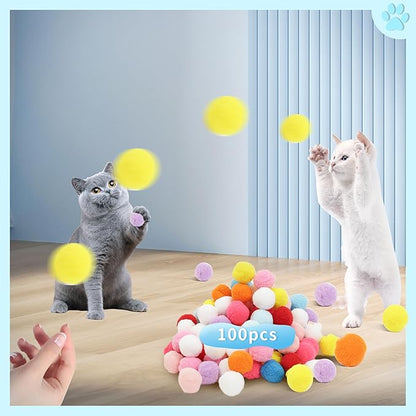 24 Pcs Colorful Pet Balls, Soft Plush Balls, Cat's Favorite Toy Ball, Interactive Cat Toy.