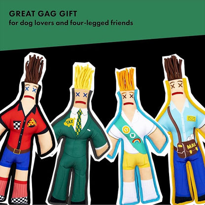 Dammit Doll Squeaky Dog Chew Toy - The Tax Man - Funny Doorstep Intruders for Pets Who Protect the Yard - Durable Ballistic Nylon Piping, Soft & Barkably Satisfying