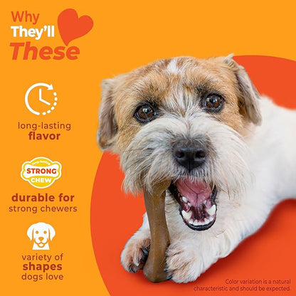 Nylabone Strong Chew Dog Toy 4-Pack Made with Real Bacon, Bison, Venison, Beef, & Chicken, Durable Chew Toys for Aggressive Chewers, Long Lasting Dog Bone, Small Breeds - Up to 25 lbs, 4 Count