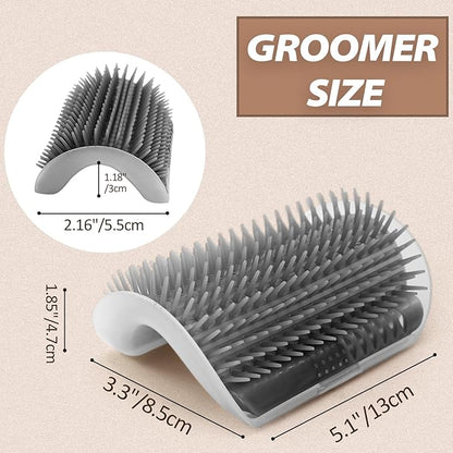 2 Pack Cat Self Groomer with Catnip Pouch Grey Cat Grooming Massage Brush Soft Cat Brush Cat Massager for Indoor Cats