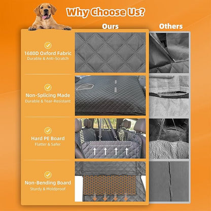 Back Seat Extender for Dogs, Hard Bottom Car Seat Cover for Dogs Supports 400lbs, Waterproof Backseat Protectors for Dog, Upgraded 1680D Heavy Duty Dog Hammock for SUV, Car, Truck (Celadon)