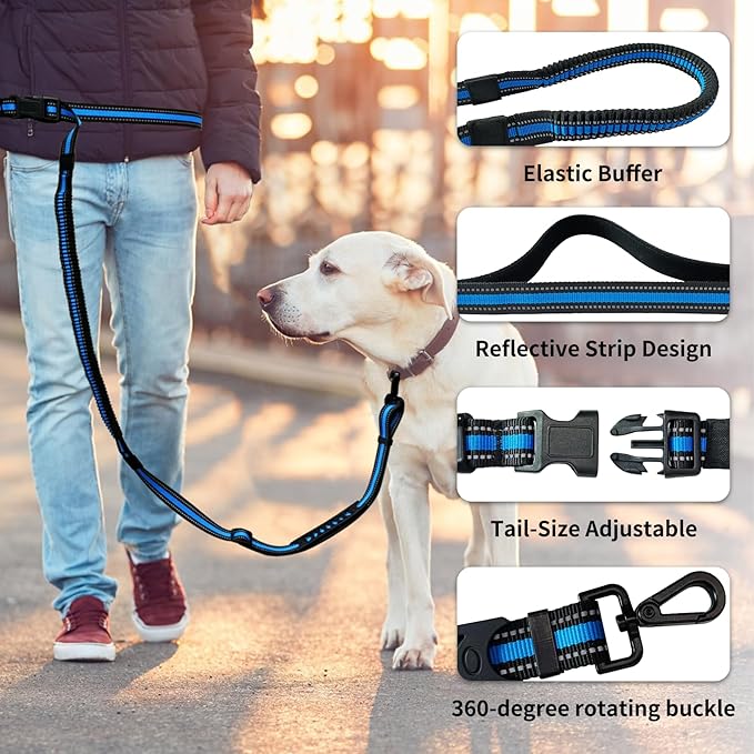 Hands-Free Dog Leash, Waist Leash for Dog Walking Hiking Running, 6.07-8.2ft Long Waist, Suitable for Puppy Medium and Large Dogs(Blue)