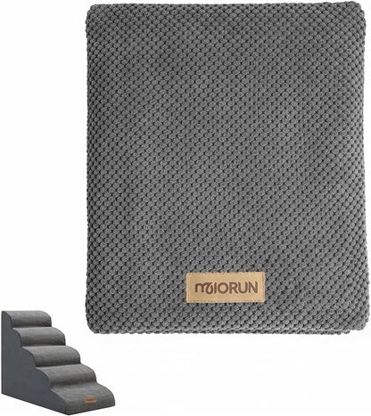 Replacement Cover for Miorun 5-Step Dog Stairs (Cover Only), Machine Washable, Anti-Slip, Fits Curved Dog Ramp for High Bed Up to 26", Light Grey