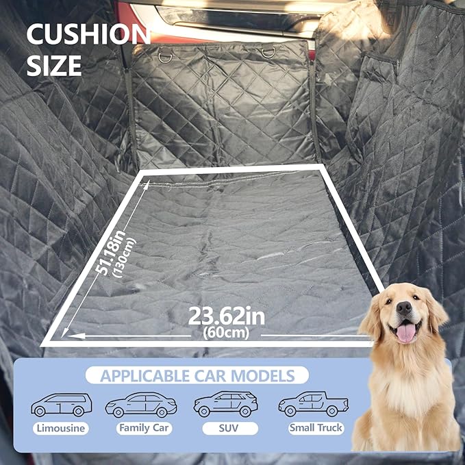 Dog Car Seat Cover for Pets Waterproof Seat Cover Hammock Scratch Proof Nonslip Back Seat Pet Bed Mat for Travel Durable Soft Back Seat Covers for Cars Trucks and SUVs (23.5 x 51 inch)
