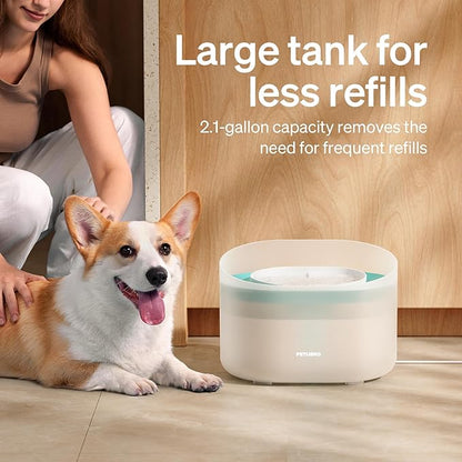 PETLIBRO 2.1Gal/8L Dog Water Fountain for Large Dog, Anti-Splash Dog Water Bowl Dispenser, Super Quiet Pet Water Fountain, 5 Layer Filtration Water Dispenser for Large Dogs Cats and Multi-Pet Homes