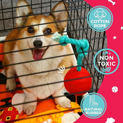 Fossa Interactive Dog Toys, Crate Training Aids for Puppies, Puzzle Treat Dispenser with Rope, Multifunctional Dog Toys - for Reduce Dog Boredom and Anxiety, Dog Teeth Cleaning and Chew Toy