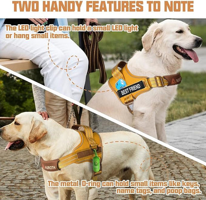 AUROTH Dog Harness and Leash Set, Soft Padded Service Dog Vest with 5.25FT Dog Leash, No Choke, Easy On Pet Vest, Adjustable Reflective No Pull Dog Harness for Large Dogs, Easy Walking and Training
