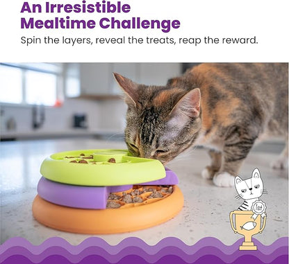 Catstages Kitty Lickin' Layers Interactive Cat Slow Feeder Treat Puzzle Toy, Dry or Wet Food, Mental Stimulation, Foraging Toy with 80+ Compartments