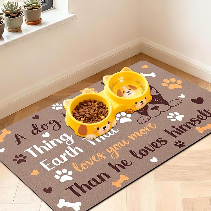 Pet Feeding Mat for Floors Waterproof Dog Mat for Food and Water Absorbent Quick Dry Non Slip mat for Cat Bowls