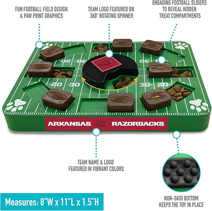 NCAA Puzzle Toy Slow Feeder, Puzzle Treat Dog Toy, Interactive Dog Treat Toy, Dog Puzzle Feeding Slow Toy (Arkansas Razorbacks)