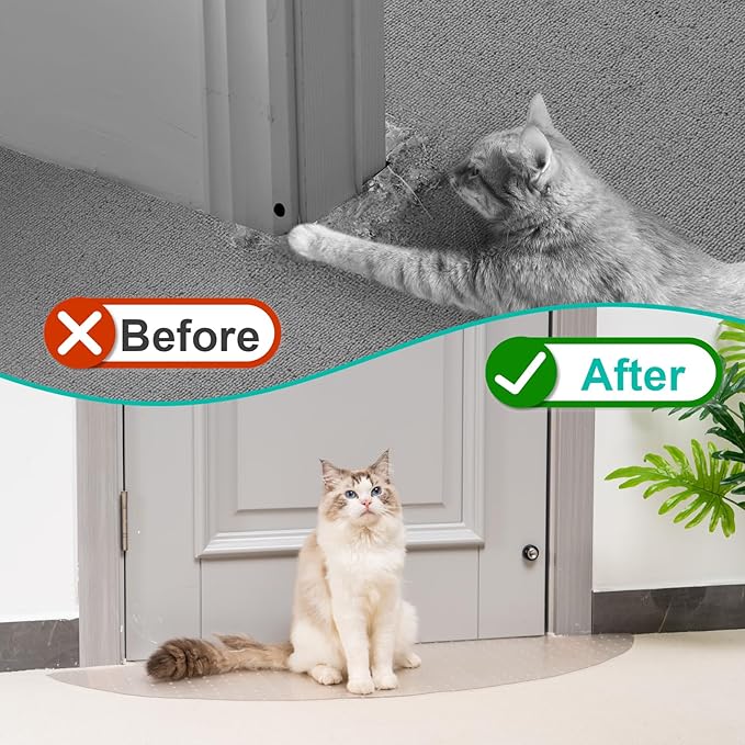 Uross Semi-Circular Carpet Protector for Pets 1PCS, Plastic Cat Carpet Protector for Doorway, Cat Scratch Protector Mat, Cat Ripping Up Under Door Carpet Scratch Stopper