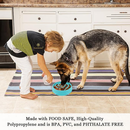 SunGrow Dog Slow Feed Bowl, Spiral Design Encourages Slow Eating, Interactive, 8”, Non-Slip Base, Portion Control, Blue, 1pc
