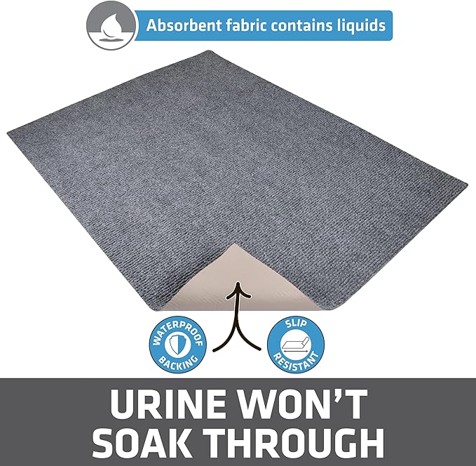 Drymate Cat Litter Box Mat, Litter Trapping Mat, Waterproof, Urine-Proof, Absorbent, Machine Washable, Soft on Paws, Contains Mess, Protects Floors, Kitten Supplies, Grey, 36x47 Jumbo XXL