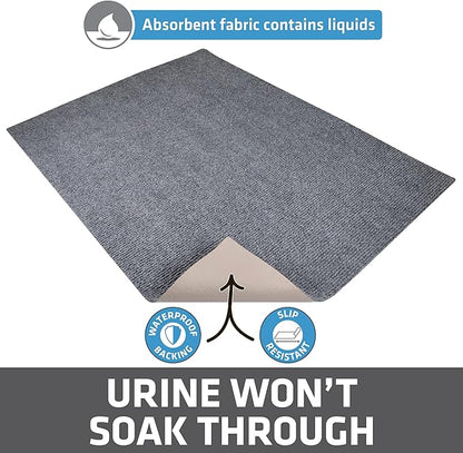Drymate Cat Litter Box Mat, Litter Trapping Mat, Waterproof, Urine-Proof, Absorbent, Machine Washable, Soft on Paws, Contains Mess, Protects Floors, Kitten Supplies, Grey, 36x47 Jumbo XXL