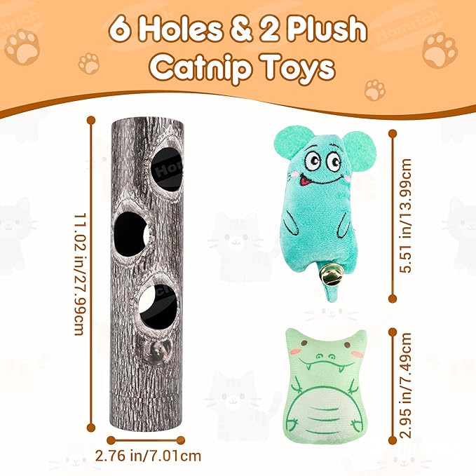 Homrich Interactive Cat Puzzle Toys for Indoor Cats, Hide Seek Funny Cat Toys with Plush Catnip Toys, Self Play Fun for Kitten Adult Bored Cats, Engages Hunting Instincts