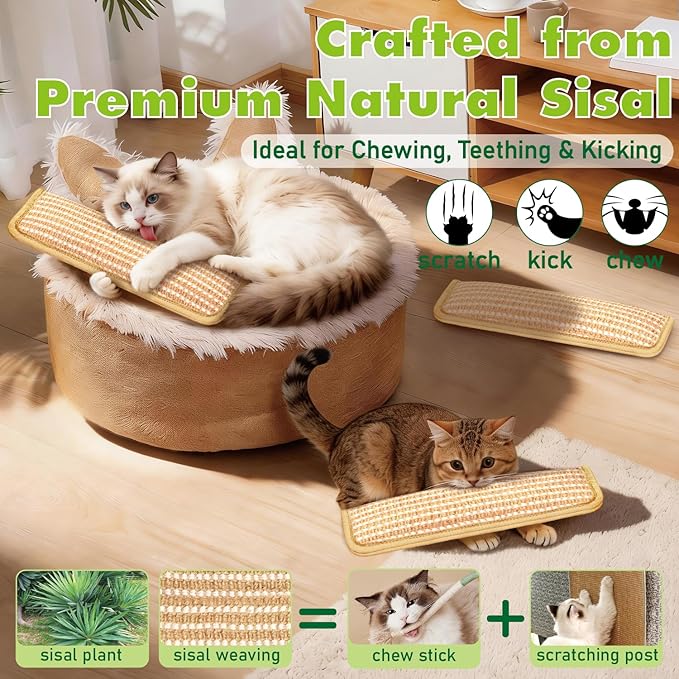 3 Pack Cat Toys, Organic Catnip Toys with Crinkle Sound, Interactive Sisal Cat Kicker Toy, Cat Chew Toy Pillow for Indoor Scratching & Chewing Fun