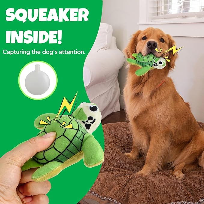 Hide and Seek Squeaky Dog Plush Toy Carrot and Bunny Set, 5 Pack Dog Puzzle Toys for Training and Cleaning, Interactive Tough Dog Toy for Small Medium Dogs,Turtles