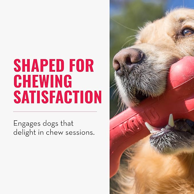 KONG Goodie Bone - Classic Durable Natural Rubber Dog Bone, Supports Mental Engagement - Treat Dispensing - Red - for Large Dogs