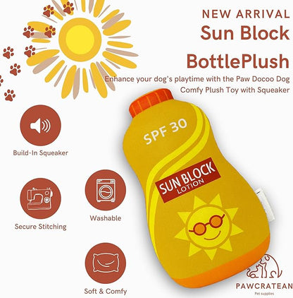 7" Squeaky Plush Toy for Puppies Small Dogs Self Etertainment Washable Soft Made [PET ONLY] (Lotion Bottle)