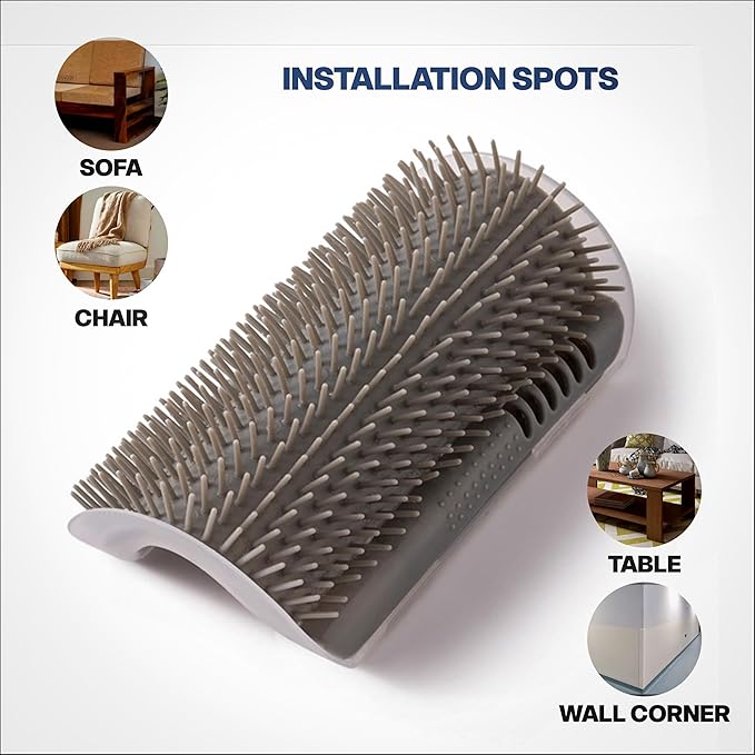 Extended 6.1 Inch Cat Self Groomer 2 Pack Corner Wall Brushes with Catnip, Adhesive & Screws, Cat Face Massager Comb for Indoor Cats, Wall Mounted Grooming Station, Durable & Easy to Clean