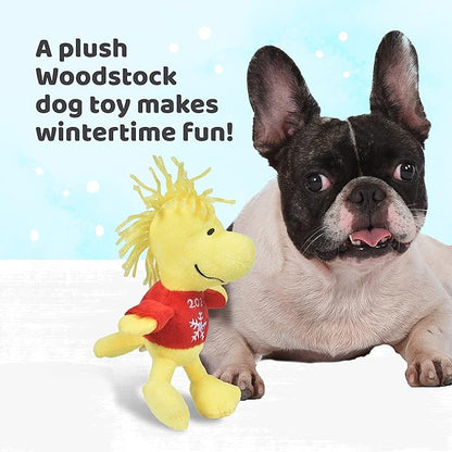PEANUTS for Pets 6" Holiday 2021 Woodstock Plush Dog Toy with Squeaker | Red Snoopy Holiday Plush Dog Toy | Small Squeaky Dog Toys - Soft Stuffed Dog Toys Officially Licensed, (FF19106) (Pack of 2)