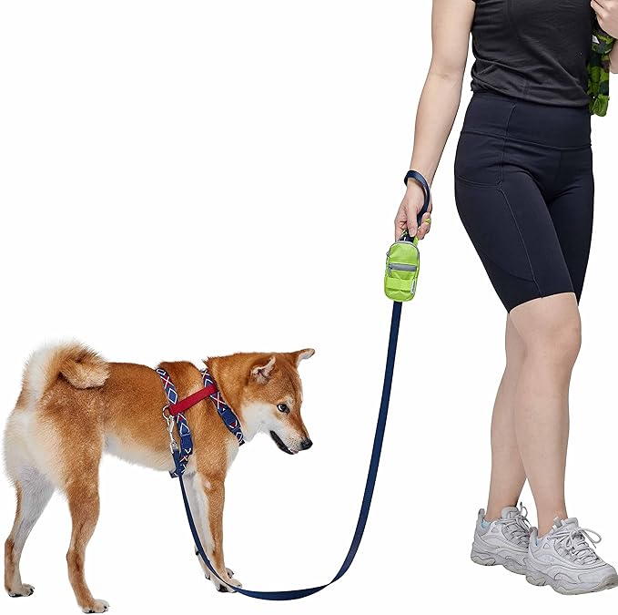 Blueberry Style Neon Green Dog Waste Bag Dispenser, Dog Poop Bag Holder Leash Attachment, Includes 1 Roll of Free Poop Bags